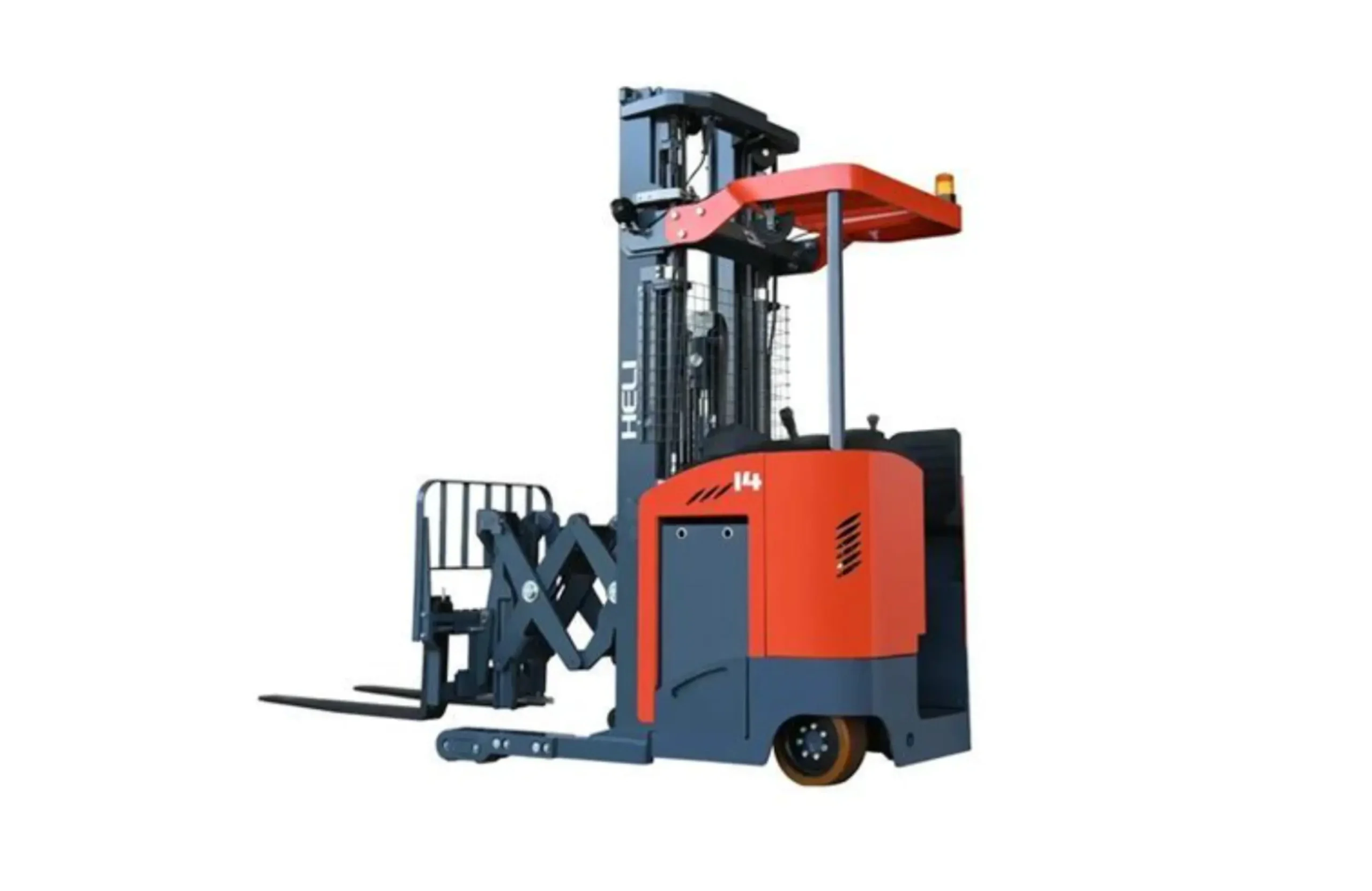 Montacargas Pasillo Angosto Reach Doble Operador Parado Eléctrico Litio (1.4 Ton) G Series